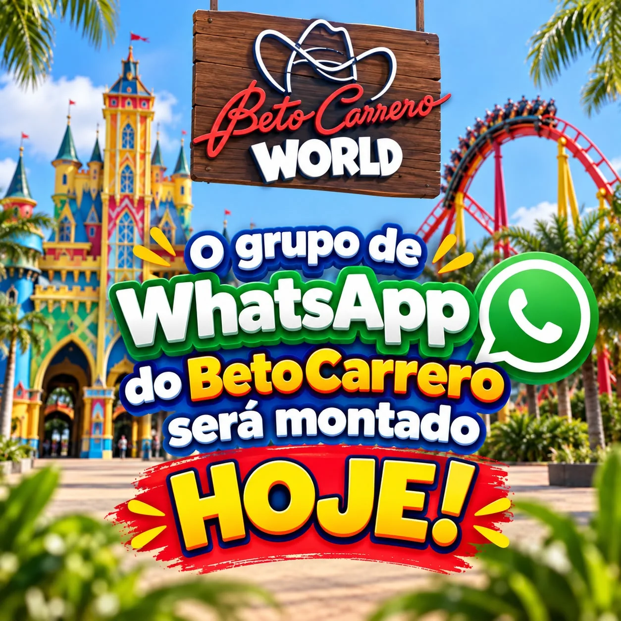 Grupo de WhatsApp do Beto Carrero será montado hoje